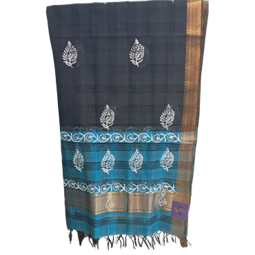 Dupatta: Mangalagiri Cotton in Colour with Zari Border