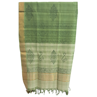 Dupatta: Mangalagiri Cotton in Colour with Zari Border