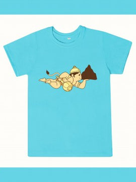 T-Shirt: Kids - Hanuman Flying - Aqua