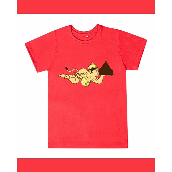 T-Shirt: Kids - Hanuman Flying - Tomato Red