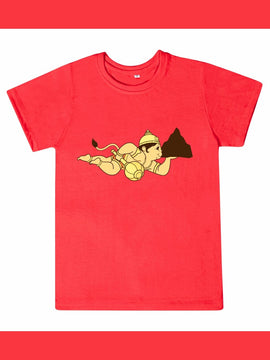 T-Shirt: Kids - Hanuman Flying - Tomato Red