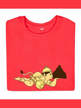 T-Shirt: Kids - Hanuman Flying - Tomato Red