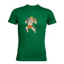 T-Shirt: Kids - Hanuman with Rama Lakshman - Mint Green