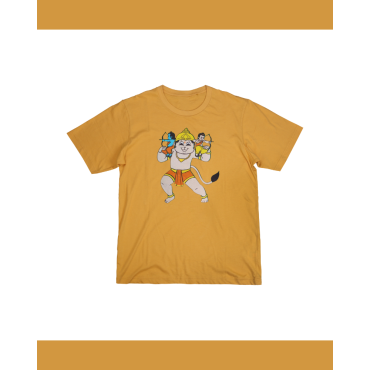 T-Shirt: Kids - Hanuman with Rama Lakshman - Mustard