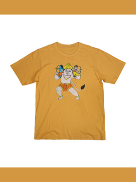 T-Shirt: Kids - Hanuman with Rama Lakshman - Mustard