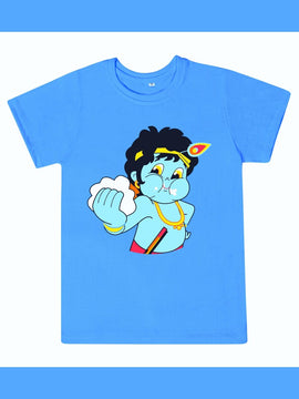 T-Shirt: Kids - Krishna Butter - Sky Blue