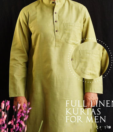 Kurta Long for Men in Matka Cotton - Green