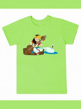 T-Shirt: Kids - Saraswati with Veena - Mint Green