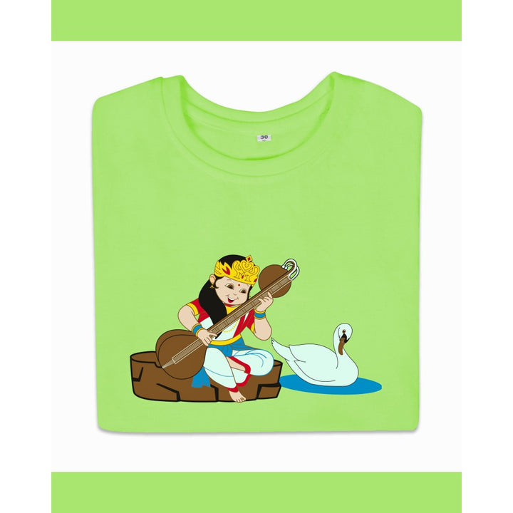 T-Shirt: Kids - Saraswati with Veena - Mint Green