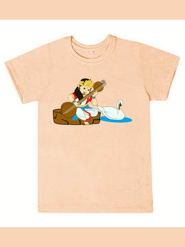 T-Shirt: Kids - Saraswati with Veena - Peach