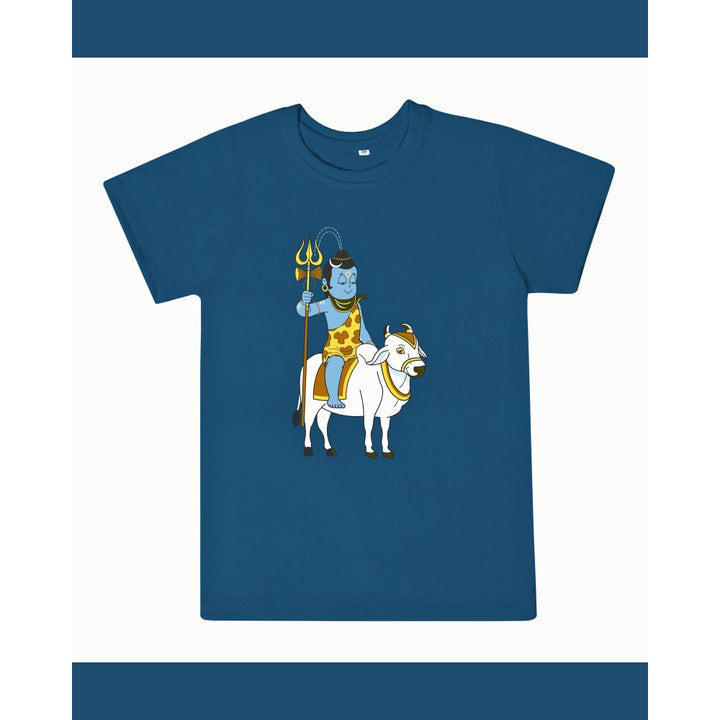 T-Shirt: Kids - Shiva with Nandi - Indigo Blue