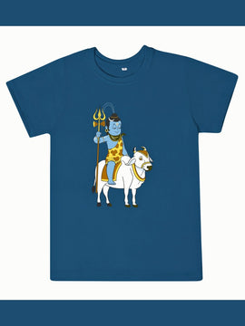 T-Shirt: Kids - Shiva with Nandi - Indigo Blue